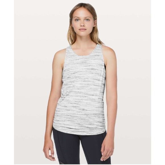 Lululemon Open Up Tank Tie Back Cut Out Space Dye White Gray 10 - Picture 2 of 5